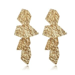 New! Anthropologie Gold Geometric Statement Earrings (3008) NWT
